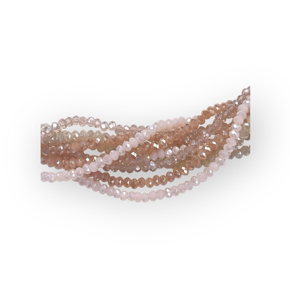 new Stella + Ruby ❃ Multi Strand Glass Bead Necklace ❃ Silver Cashmere Champagne - Picture 10 of 16